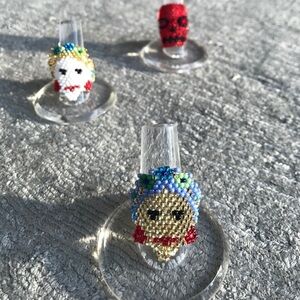 Frida Kahlo Handmade Mexican Beaded Ring Portrait